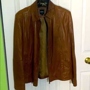 Hugo boss leather moto jacket